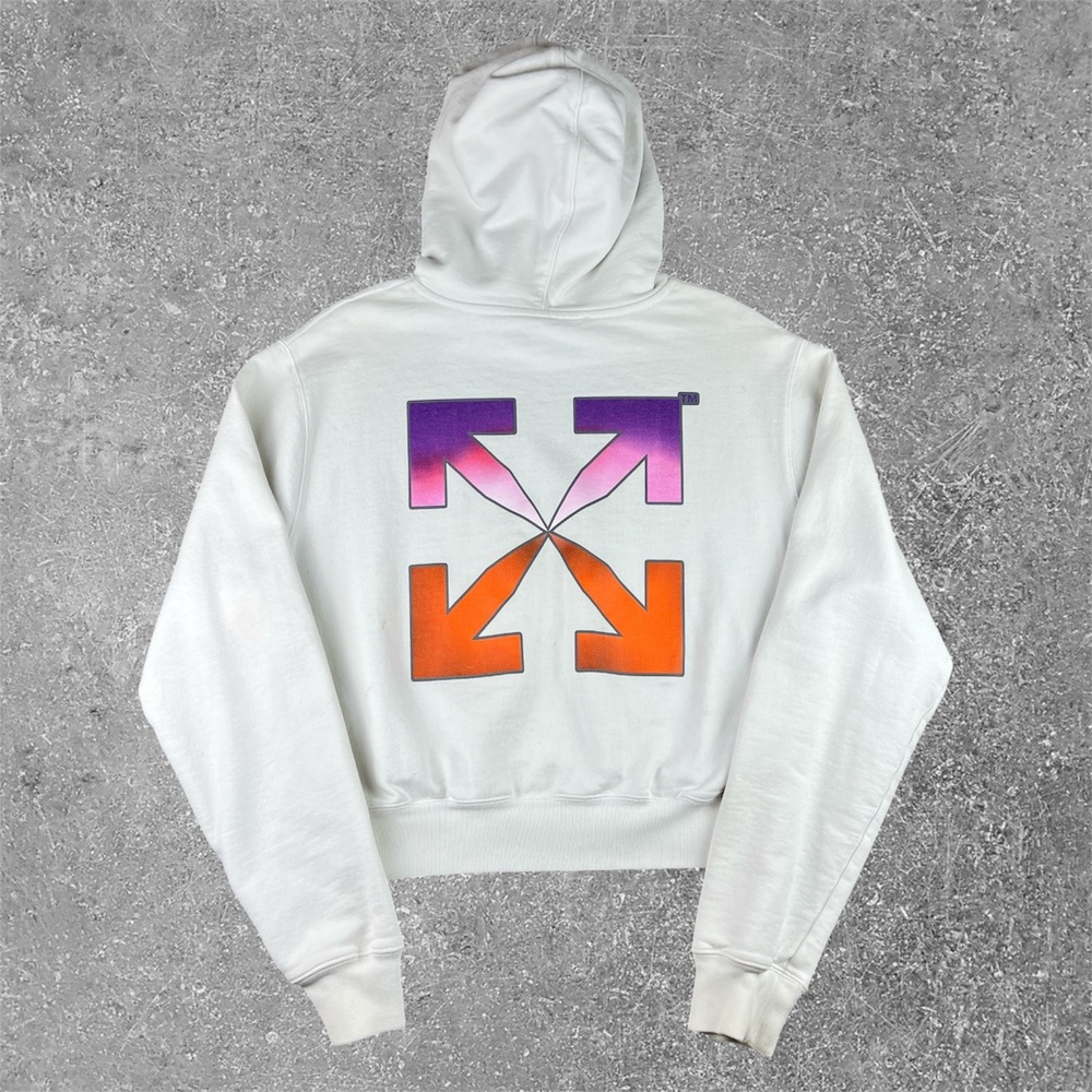 Virgil Abloh Off-White Cropped Fit Hoodie Womens Small White Gradient Logo Luxe